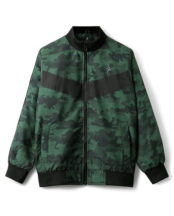 Pine Active Woven Full Sleeve Jacket with Abstract Print - Green