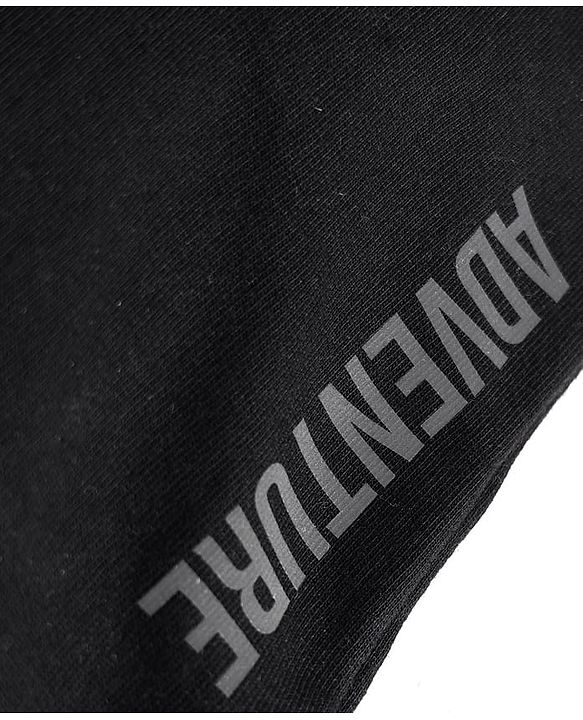 Babyhug French Terry Knit Full Length Lounge Pants with Adventure Text Print - Black