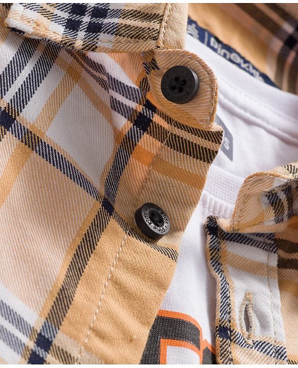 Pine Kids Cotton Woven Full Sleeves Checks Shirt With T-Shirt - Multicolour