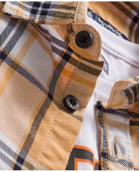 Pine Kids Cotton Woven Full Sleeves Checks Shirt With T-Shirt - Multicolour