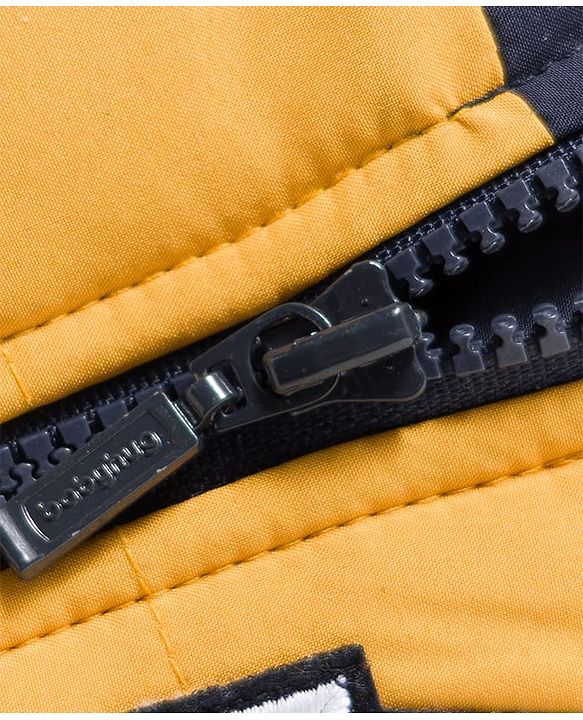 Babyhug Woven Full Sleeves Padded Jacket with Detachable Hood & Color Block Design - Navy Blue & Yellow