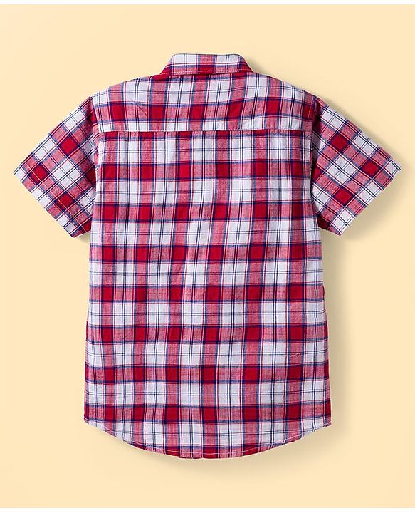 Pine Kids Cotton Woven Half Sleeves Checks Shirt With T-Shirt - Multicolour
