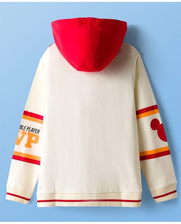 Pine Kids Disney Fleece Knit Full Sleeves Hooded Sweatshirt With Mickey & Friends Graphics & Thread Overlock Detailing - Multicolor