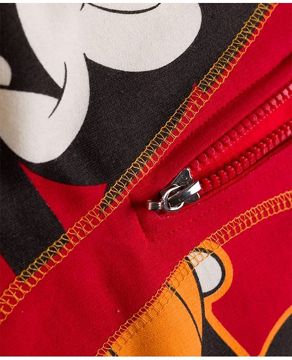 Pine Kids Disney Fleece Knit Full Sleeves Hooded Sweatshirt With Mickey & Friends Graphics & Thread Overlock Detailing - Multicolor