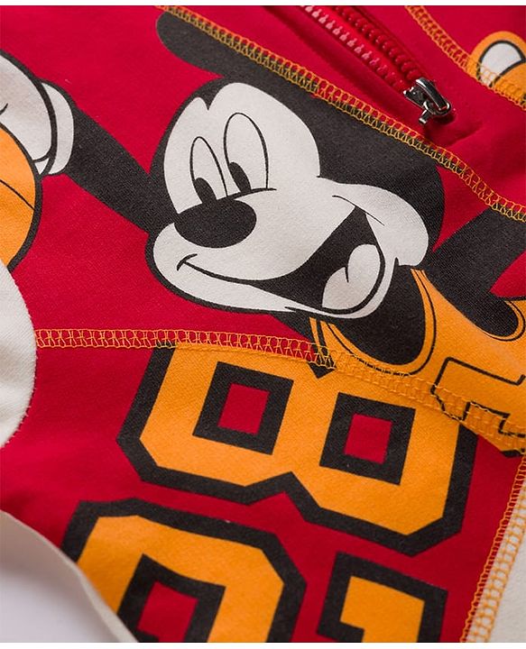 Pine Kids Disney Fleece Knit Full Sleeves Hooded Sweatshirt With Mickey & Friends Graphics & Thread Overlock Detailing - Multicolor