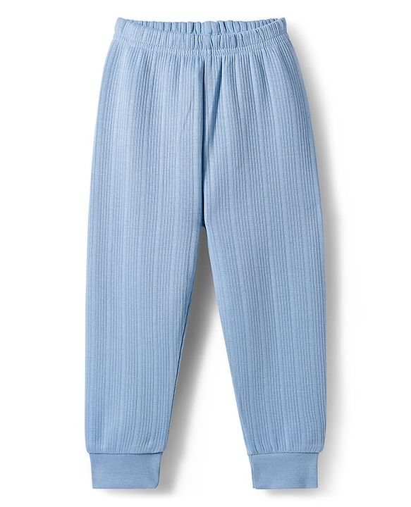 Babyhug Knit Full Sleeves Solid Thermal Set - Light Blue