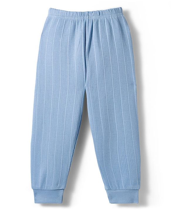Babyhug Knit Full Sleeves Solid Thermal Set - Light Blue