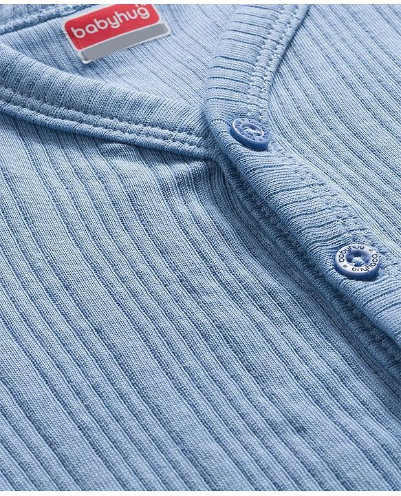 Babyhug Knit Full Sleeves Solid Thermal Set - Light Blue