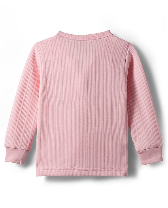Babyhug Knit Full Sleeves Solid Thermal Set - Pink