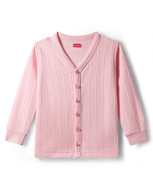 Babyhug Knit Full Sleeves Solid Thermal Set - Pink