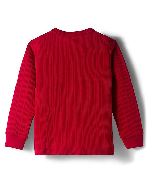 Babyhug Knit Full Sleeves Solid Colour Thermal Inner Wear Set - Red