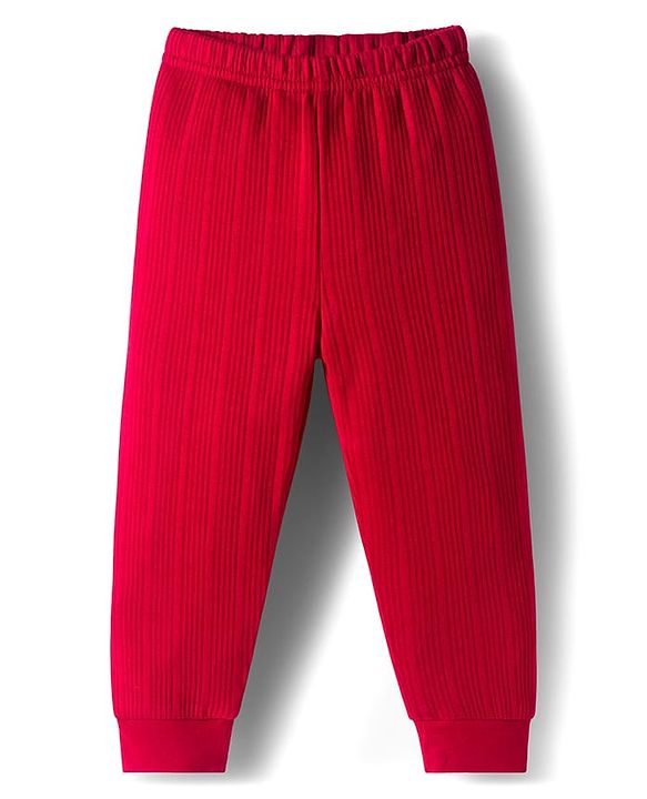 Babyhug Knit Full Sleeves Solid Colour Thermal Inner Wear Set - Red