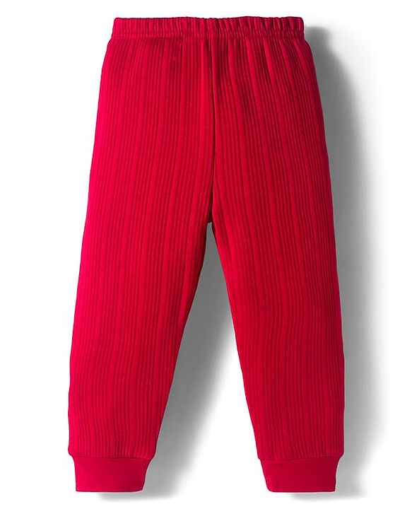 Babyhug Knit Full Sleeves Solid Colour Thermal Inner Wear Set - Red