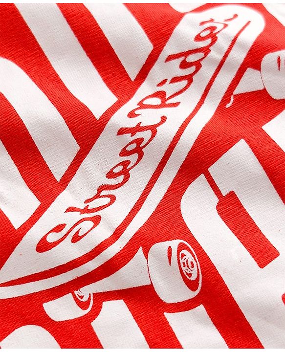 Pine Kids Cotton Knit Half Sleeves T-Shirt with Skating Graphic - Red