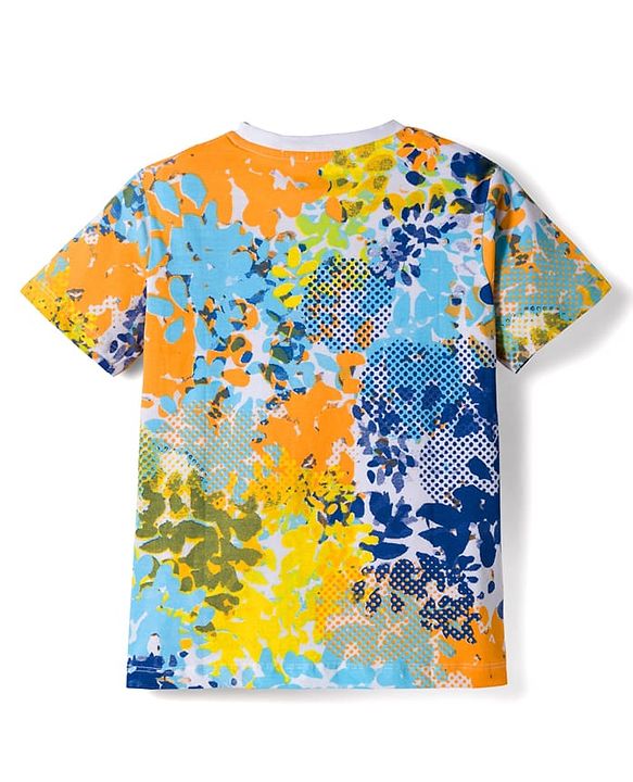 Pine Kids Cotton Knit Half Sleeves T-Shirt with Abstract Print - Multicolor