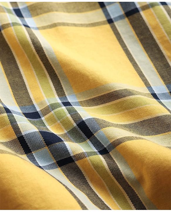 Pine Kids Cotton Woven Full Sleeves Checkered Shirt With T-Shirt - Yellow