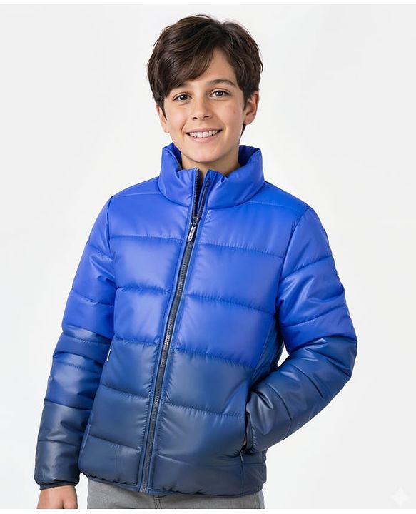 Pine Kids Woven Full Sleeves Padded Jacket with Ombre Print - Blue