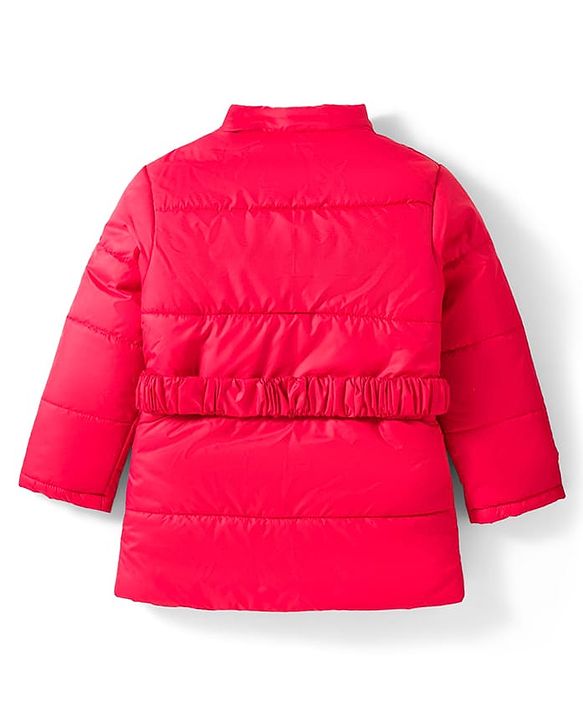 Pine Kids Woven Full Sleeves Solid Color Padded Jacket with Detachable Hood - Red