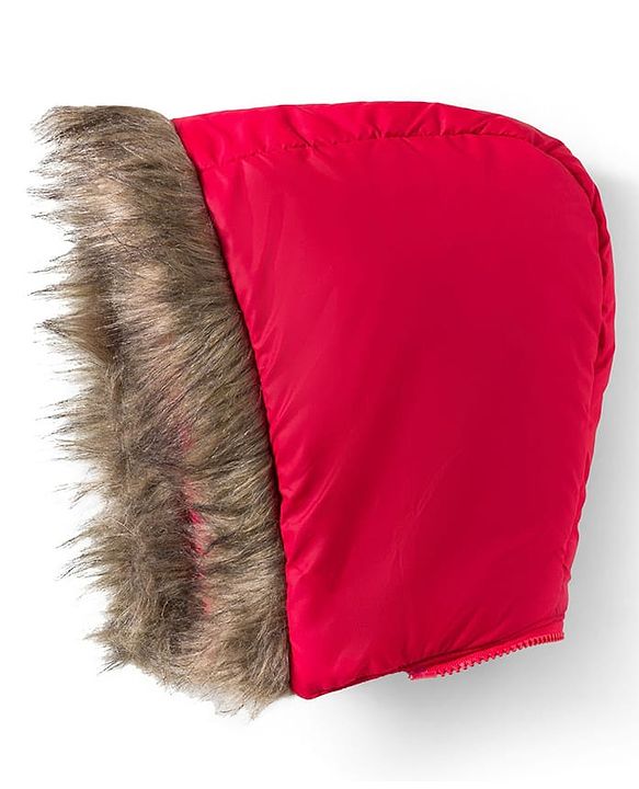 Pine Kids Woven Full Sleeves Solid Color Padded Jacket with Detachable Hood - Red