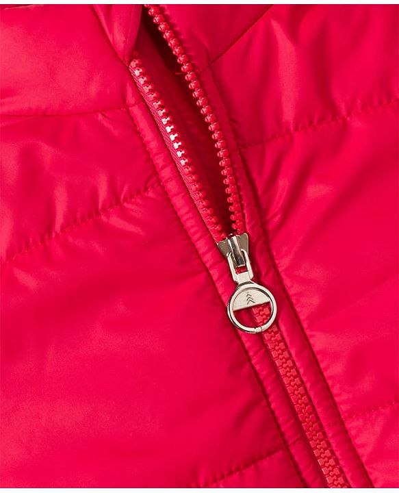 Pine Kids Woven Full Sleeves Solid Color Padded Jacket with Detachable Hood - Red