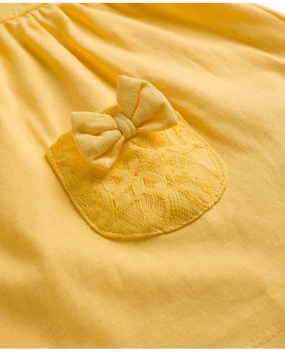 Babyhug Single Jersey Knit Half Sleeves Frock With Floral Printed Shrug - Yellow
