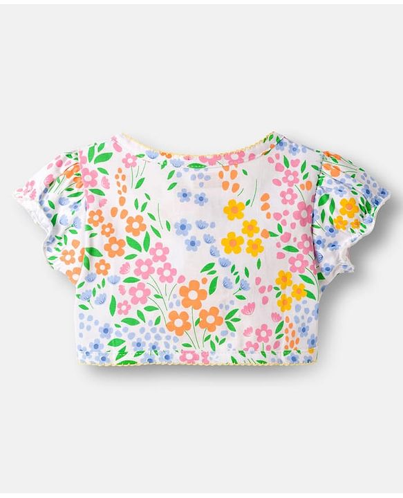 Babyhug Single Jersey Knit Half Sleeves Frock With Floral Printed Shrug - Yellow