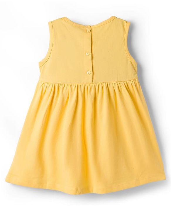 Babyhug Single Jersey Knit Half Sleeves Frock With Floral Printed Shrug - Yellow