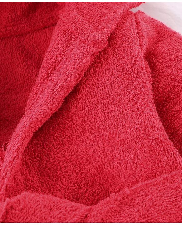 Babyhug Terry Knit Full Sleeves Hooded Animal Applique Patch - Red