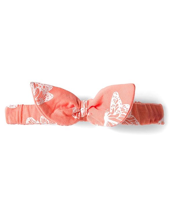 Babyhug Single Jersey Knit Sleeveless Frock With Butterfly Print & Headband - Pink & White