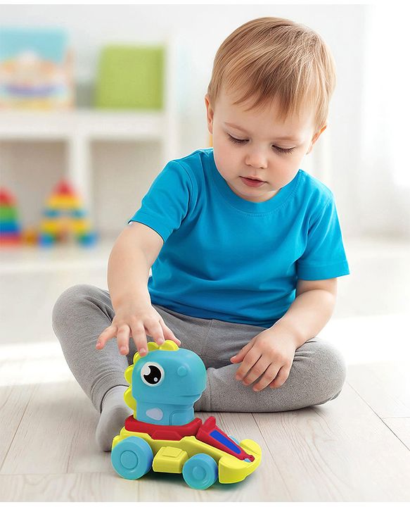 Babyhug Press & Go Dinosaur Toy Car for Kids - Green Battery Free Push & Go Animal Car Toy Motor Skill Development & Fun Play Imaginative Play| Gifting Option BIS Certified