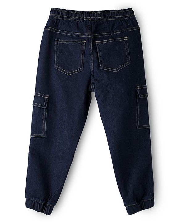 Pine Kids Denim Woven Full Length Washed Jeans - Navy Blue