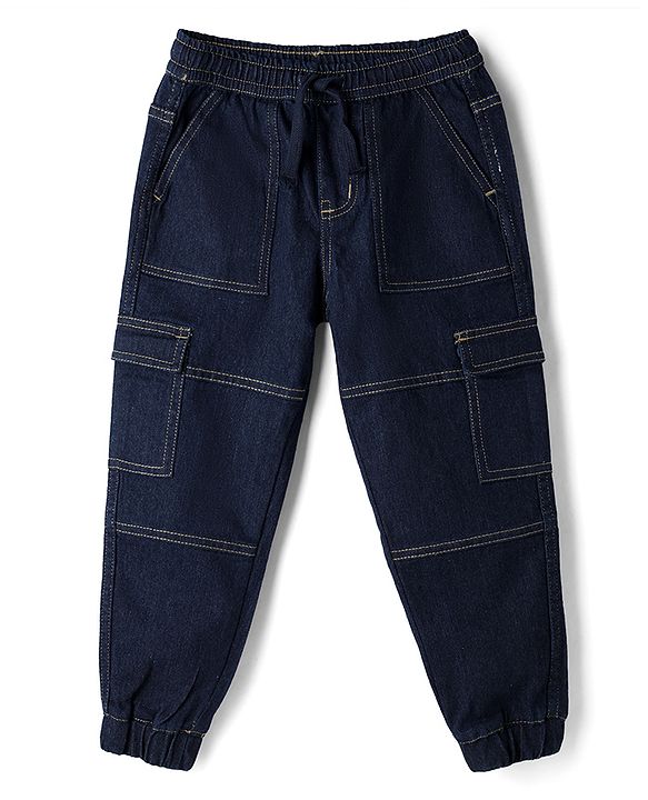 Pine Kids Denim Woven Full Length Washed Jeans - Navy Blue