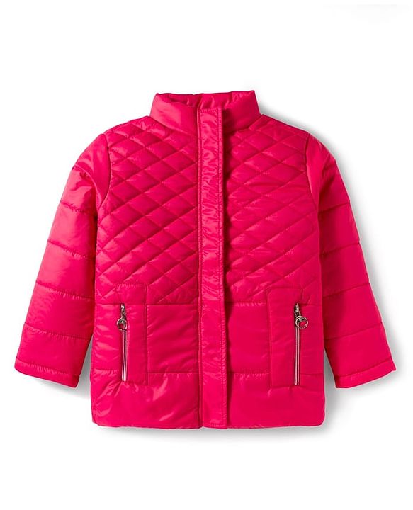 Pine Kids Woven Full Sleeves High Neck Solid Quilted Jacket - Red