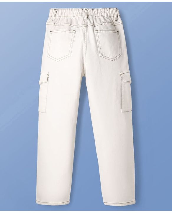 Pine Kids Denim Woven Full Length Washed Jeans - White