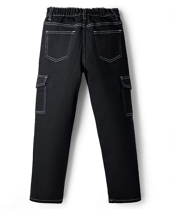 Pine Kids Denim Woven Full Length Washed Jeans - Black