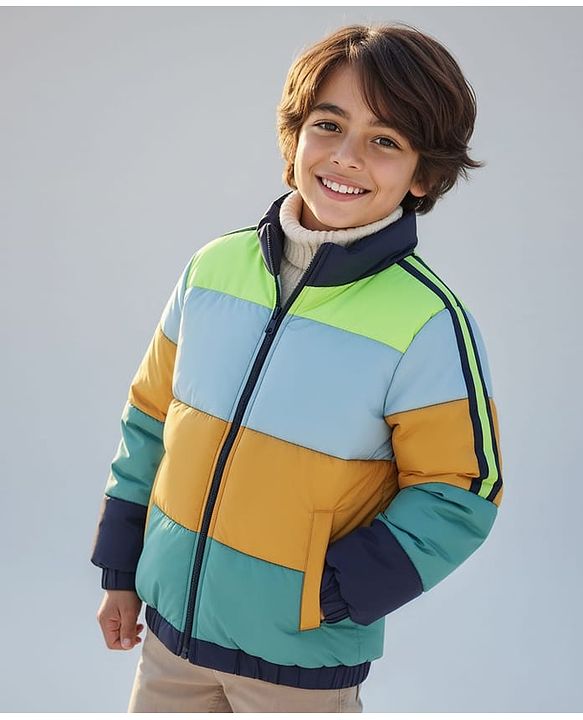 Pine Kids Woven Full Sleeves Padded Jacket with Cut & Sew Design - Multicolor