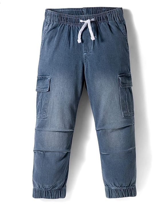 Pine Kids Denim Woven Full Length Washed Jeans With Pocket - Blue