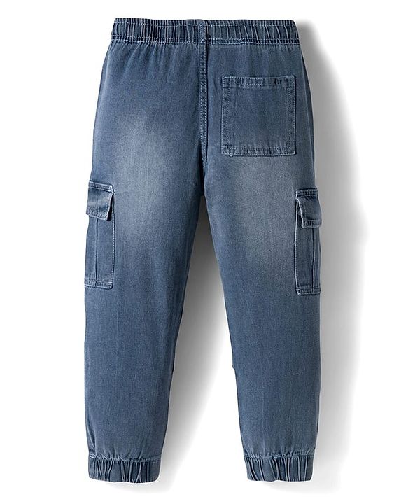 Pine Kids Denim Woven Full Length Washed Jeans With Pocket - Blue
