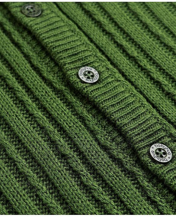 Babyhug Sweater Knit Full Sleeves Winter Wear Solid Hooded Romper - Dark Green