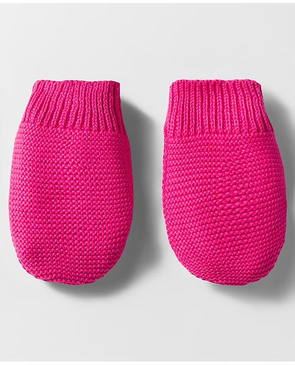 Babyhug Organic Cotton Knit Woollen Cap & Mittens With Teddy & Ear Applique Fuschia - Diameter 9 cm