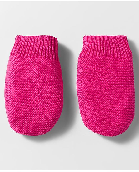 Babyhug Organic Cotton Knit Woollen Cap & Mittens With Teddy & Ear Applique Fuschia - Diameter 9 cm