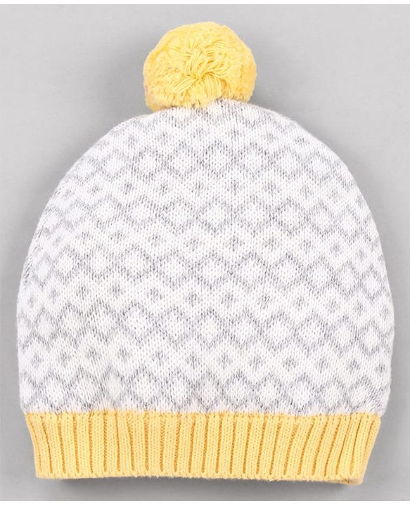 Babyhug  Woollen Caps and & Booties with Chevron Desgn Grey - Diameter 11 cm