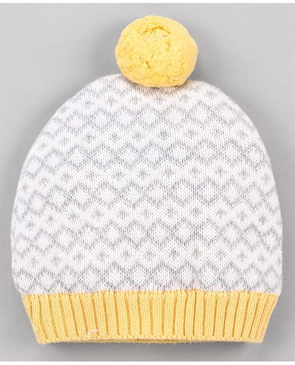 Babyhug  Woollen Caps and & Booties with Chevron Desgn Grey - Diameter 11 cm