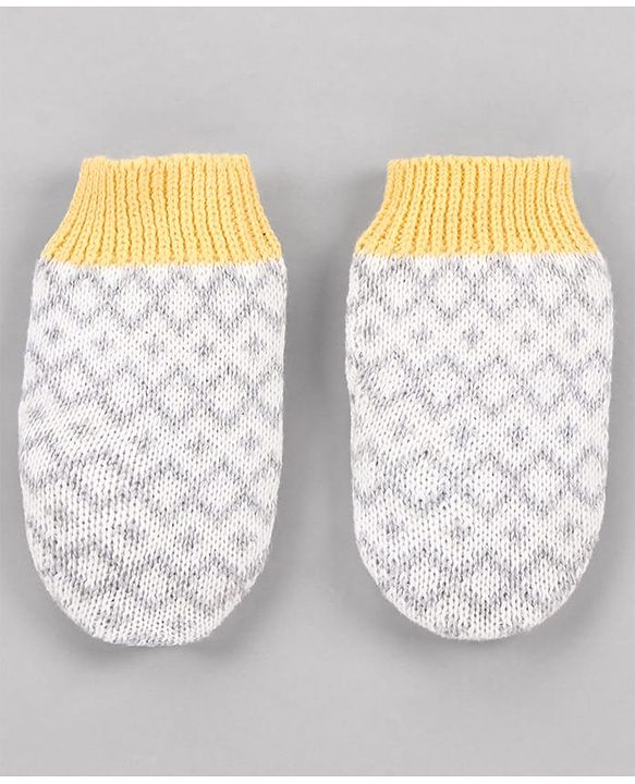 Babyhug  Woollen Caps and & Booties with Chevron Desgn Grey - Diameter 11 cm