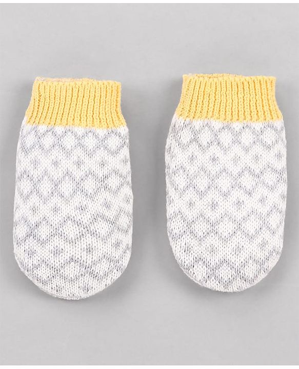 Babyhug  Woollen Caps and & Booties with Chevron Desgn Grey - Diameter 11 cm