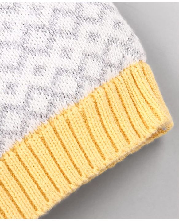 Babyhug  Woollen Caps and & Booties with Chevron Desgn Grey - Diameter 11 cm