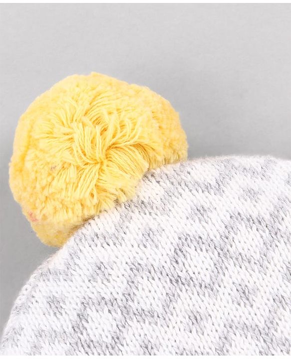 Babyhug  Woollen Caps and & Booties with Chevron Desgn Grey - Diameter 11 cm