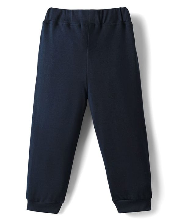 Babyhug Interlock Knit Full Sleeves Striped T-Shirt & Lounge Pant Set with Bear Print - Navy Blue