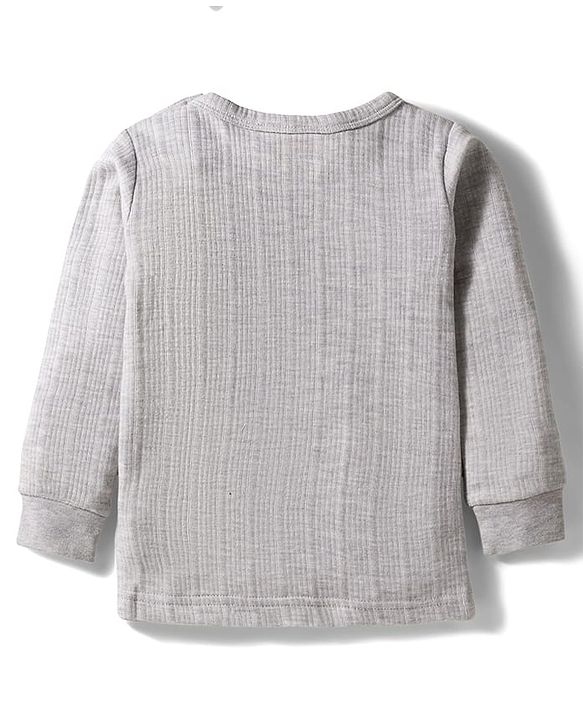 Babyhug Knit Full Sleeves Solid Color Pullover & Front Open Vest - Light Grey