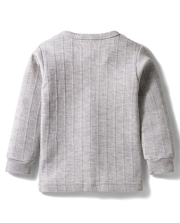 Babyhug Knit Full Sleeves Solid Color Pullover & Front Open Vest - Light Grey